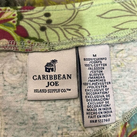 Caribbean Joe women’s green sequin sheer sleeve long‎ sleeve shirt - Picture 3 of 7